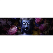 Lade das Bild in den Galerie-Viewer, Leinwandbild Buddha umgeben von Blumenpracht Panorama