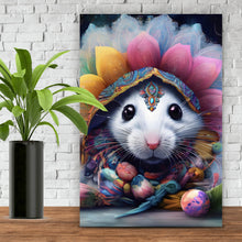 Lade das Bild in den Galerie-Viewer, Spannrahmenbild Bunt geschmücktes Mäuse Portrait Hochformat