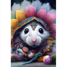 Lade das Bild in den Galerie-Viewer, Spannrahmenbild Bunt geschmücktes Mäuse Portrait Hochformat