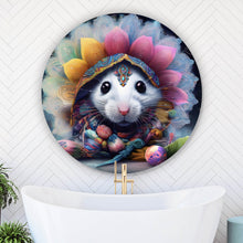 Lade das Bild in den Galerie-Viewer, Aluminiumbild gebürstet Bunt geschmücktes Mäuse Portrait Kreis
