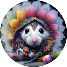 Lade das Bild in den Galerie-Viewer, Aluminiumbild gebürstet Bunt geschmücktes Mäuse Portrait Kreis