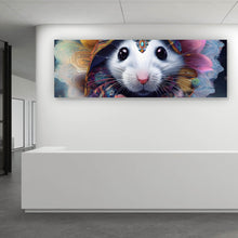 Lade das Bild in den Galerie-Viewer, Aluminiumbild gebürstet Bunt geschmücktes Mäuse Portrait Panorama