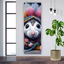 Lade das Bild in den Galerie-Viewer, Spannrahmenbild Bunt geschmücktes Mäuse Portrait Panorama Hoch