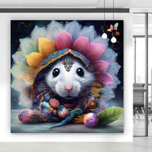 Lade das Bild in den Galerie-Viewer, Aluminiumbild Bunt geschmücktes Mäuse Portrait Quadrat