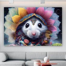 Lade das Bild in den Galerie-Viewer, Aluminiumbild Bunt geschmücktes Mäuse Portrait Querformat