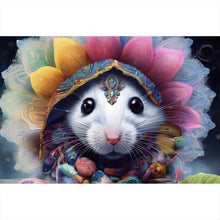 Lade das Bild in den Galerie-Viewer, Leinwandbild Bunt geschmücktes Mäuse Portrait Querformat