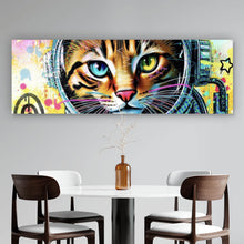 Lade das Bild in den Galerie-Viewer, Poster Bunte Astronautenkatze mit Pop Art Hintergrund Panorama