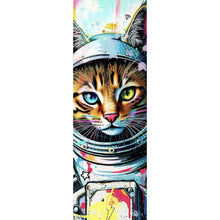 Lade das Bild in den Galerie-Viewer, Aluminiumbild Bunte Astronautenkatze mit Pop Art Hintergrund Panorama Hoch