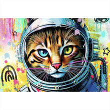 Lade das Bild in den Galerie-Viewer, Leinwandbild Bunte Astronautenkatze mit Pop Art Hintergrund Querformat
