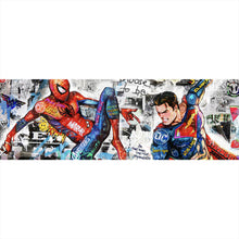 Lade das Bild in den Galerie-Viewer, Leinwandbild Bunte Collage mit Superhelden Pop Art Panorama