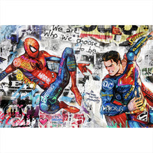 Lade das Bild in den Galerie-Viewer, Poster Bunte Collage mit Superhelden Pop Art Querformat