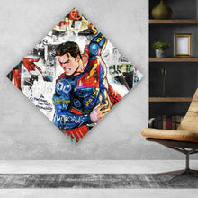 Lade das Bild in den Galerie-Viewer, Leinwandbild Bunte Collage mit Superhelden Pop Art Raute