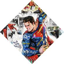 Lade das Bild in den Galerie-Viewer, Aluminiumbild gebürstet Bunte Collage mit Superhelden Pop Art Raute