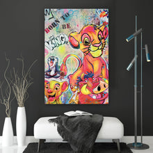 Lade das Bild in den Galerie-Viewer, Aluminiumbild gebürstet King Simba Löwe Pop Art Hochformat