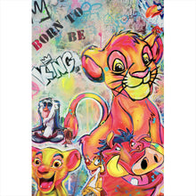 Lade das Bild in den Galerie-Viewer, Aluminiumbild gebürstet King Simba Löwe Pop Art Hochformat
