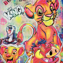 Lade das Bild in den Galerie-Viewer, Leinwandbild King Simba Löwe Pop Art Quadrat