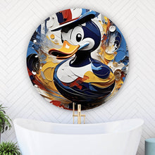 Lade das Bild in den Galerie-Viewer, Aluminiumbild gebürstet Bunte Ente mit Hut Abstrakt Kreis