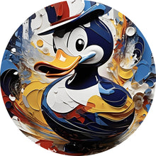 Lade das Bild in den Galerie-Viewer, Aluminiumbild gebürstet Bunte Ente mit Hut Abstrakt Kreis