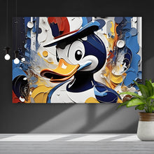 Lade das Bild in den Galerie-Viewer, Spannrahmenbild Bunte Ente mit Hut Abstrakt Querformat