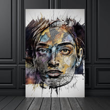 Lade das Bild in den Galerie-Viewer, Aluminiumbild gebürstet Bunte Gesichtskunst Modern Art Hochformat