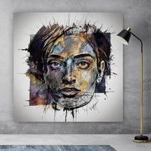 Lade das Bild in den Galerie-Viewer, Aluminiumbild Bunte Gesichtskunst Modern Art Quadrat