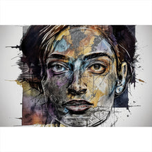 Lade das Bild in den Galerie-Viewer, Leinwandbild Bunte Gesichtskunst Modern Art Querformat