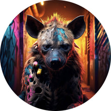 Lade das Bild in den Galerie-Viewer, Aluminiumbild gebürstet Bunte Hyäne im Street Art Stil Kreis