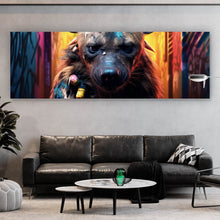 Lade das Bild in den Galerie-Viewer, Leinwandbild Bunte Hyäne im Street Art Stil Panorama