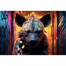 Lade das Bild in den Galerie-Viewer, Spannrahmenbild Bunte Hyäne im Street Art Stil Querformat