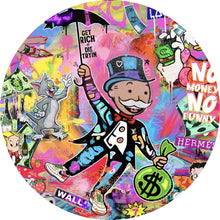 Lade das Bild in den Galerie-Viewer, Aluminiumbild gebürstet Bunte Monopoly Collage Pop Art Kreis