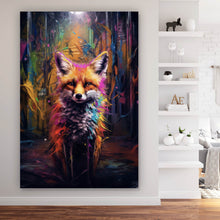 Lade das Bild in den Galerie-Viewer, Poster Bunter Fuchs im Fantasieland Hochformat