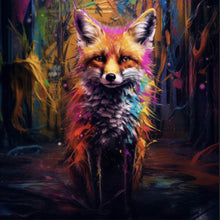 Lade das Bild in den Galerie-Viewer, Spannrahmenbild Bunter Fuchs im Fantasieland Quadrat