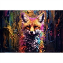 Lade das Bild in den Galerie-Viewer, Poster Bunter Fuchs im Fantasieland Querformat