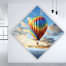 Lade das Bild in den Galerie-Viewer, Leinwandbild Bunter Heißluftballon im Flug Raute