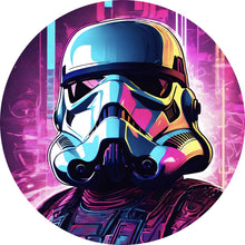 Lade das Bild in den Galerie-Viewer, Aluminiumbild gebürstet Bunter Helm Weltall Krieger Digital Art Kreis