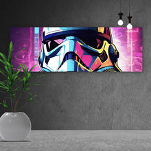 Lade das Bild in den Galerie-Viewer, Leinwandbild Bunter Helm Weltall Krieger Digital Art Panorama