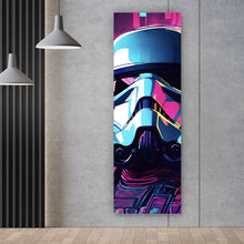 Lade das Bild in den Galerie-Viewer, Acrylglasbild Bunter Helm Weltall Krieger Digital Art Panorama Hoch