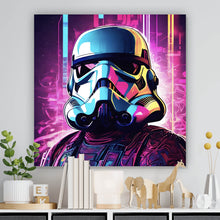 Lade das Bild in den Galerie-Viewer, Poster Bunter Helm Weltall Krieger Digital Art Quadrat