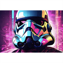 Lade das Bild in den Galerie-Viewer, Poster Bunter Helm Weltall Krieger Digital Art Querformat