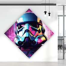 Lade das Bild in den Galerie-Viewer, Poster Bunter Helm Weltall Krieger Digital Art Raute
