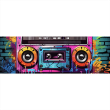 Lade das Bild in den Galerie-Viewer, Leinwandbild Bunter Rekorder Ghettoblaster vor Graffiti Wand Panorama