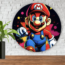 Lade das Bild in den Galerie-Viewer, Aluminiumbild gebürstet Bunter Superheld in Aktion Kreis