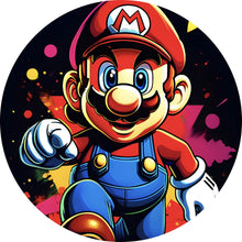 Lade das Bild in den Galerie-Viewer, Aluminiumbild gebürstet Bunter Superheld in Aktion Kreis