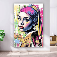 Lade das Bild in den Galerie-Viewer, Poster Buntes Frauen Porträt mit grafischen Elementen Urban Hochformat