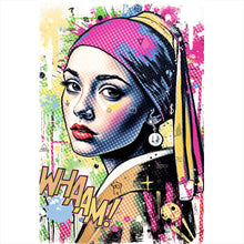 Lade das Bild in den Galerie-Viewer, Spannrahmenbild Buntes Frauen Porträt mit grafischen Elementen Urban Hochformat
