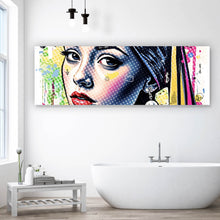 Lade das Bild in den Galerie-Viewer, Spannrahmenbild Buntes Frauen Porträt mit grafischen Elementen Urban Panorama