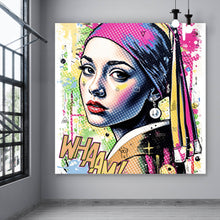 Lade das Bild in den Galerie-Viewer, Spannrahmenbild Buntes Frauen Porträt mit grafischen Elementen Urban Quadrat