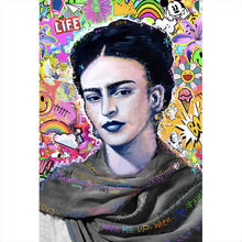 Lade das Bild in den Galerie-Viewer, Aluminiumbild Buntes Frida Portait Pop Art Hochformat