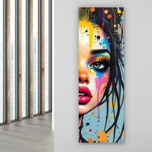 Lade das Bild in den Galerie-Viewer, Leinwandbild Buntes Gesicht einer Frau Modern Art Panorama Hoch