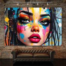 Lade das Bild in den Galerie-Viewer, Poster Buntes Gesicht einer Frau Modern Art Querformat